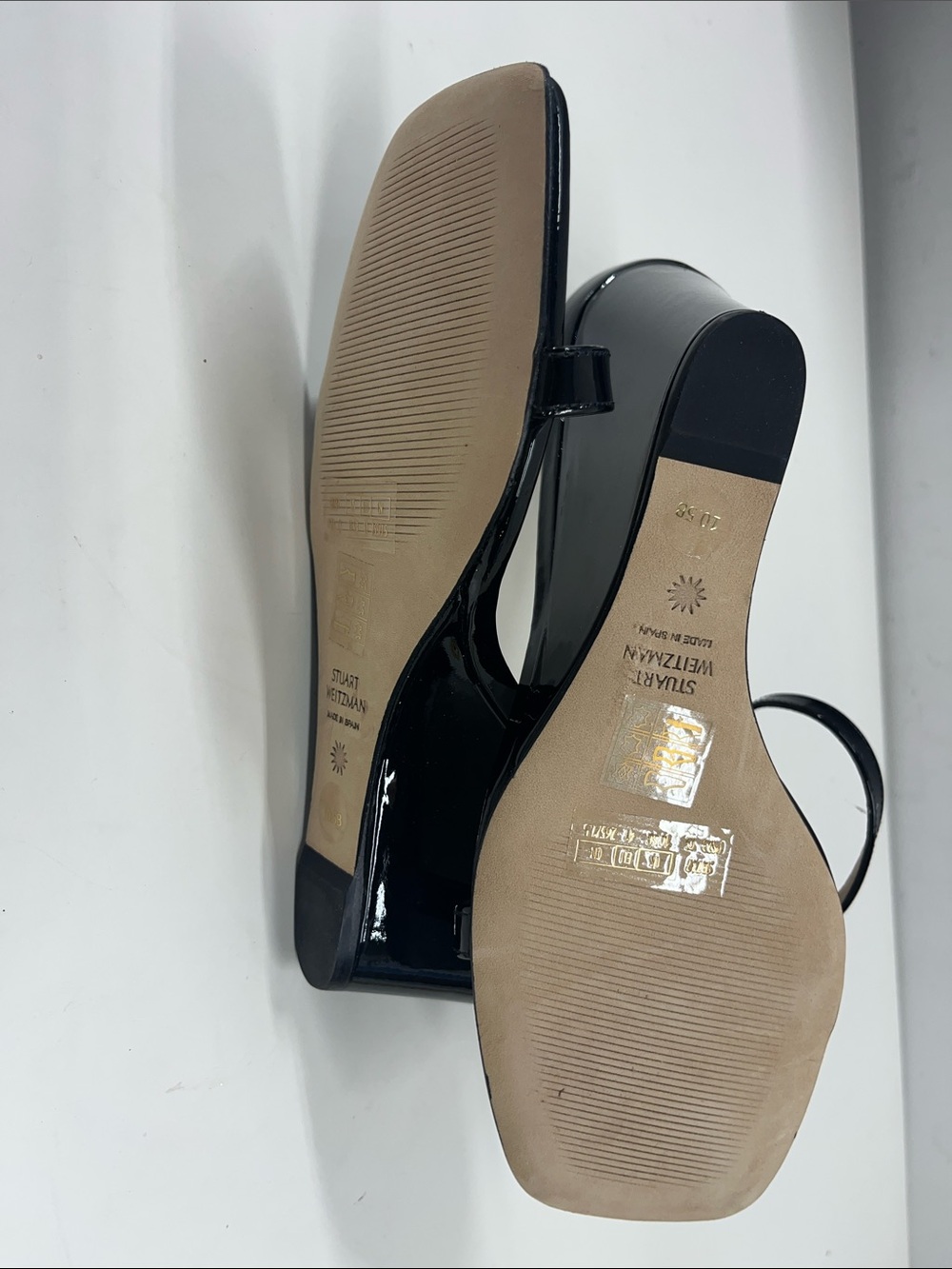 New Stuart Weitzman Nudistcurve 85 Wedge in Black Patent Leather Size 10.5 - Picture 7 of 8